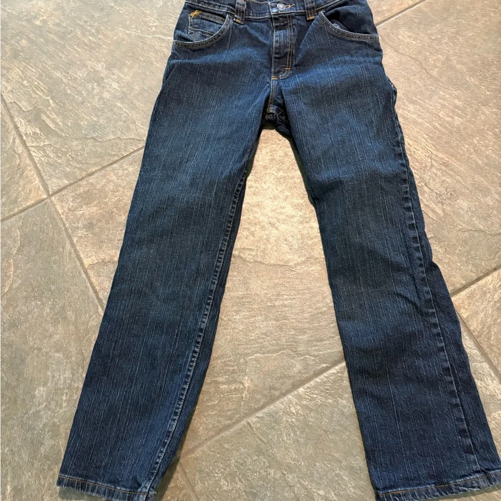 Youth Wrangler Blue Straight-Leg Adjustable Waist Denim Jeans 14